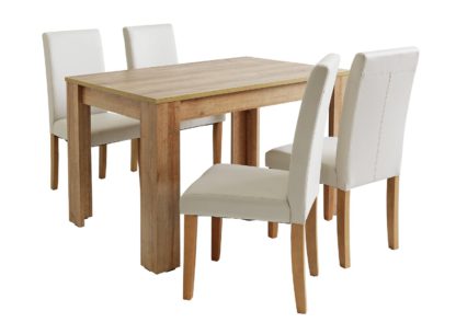 An Image of Habitat Miami Oak Effect Table & 4 Charcoal Chairs