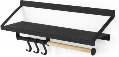 An Image of Tomas Wall Mounted Metal Kitchen Storage Shelf, Black