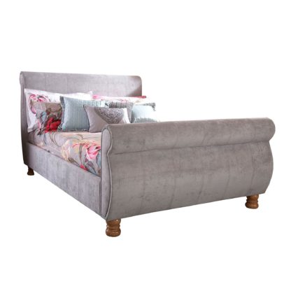 An Image of Chicago Upholstered Sleigh Bedstead Silver