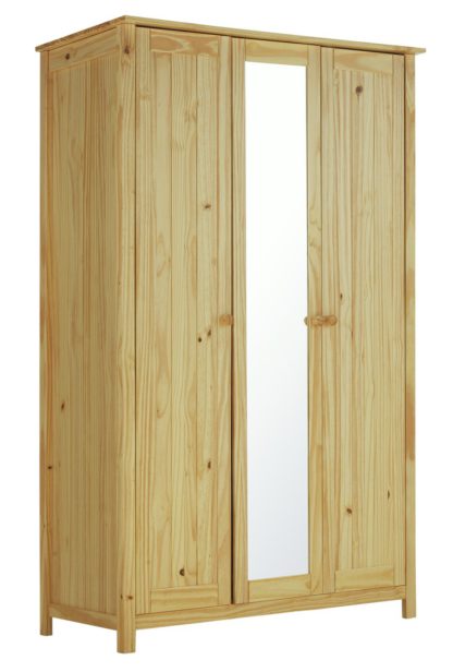 An Image of Habitat New Scandinavia 3 Door Mirrored Wardrobe - Pine