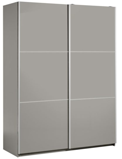 An Image of Habitat Holsted Gloss Medium Sliding Wardrobe - Grey