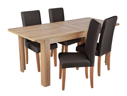 An Image of Habitat Miami Curve Extending Table & 4 Charcoal Chairs
