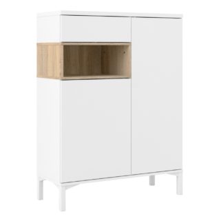 An Image of Greyson 2 Door 1 Drawer Sideboard - White & Oak Effect