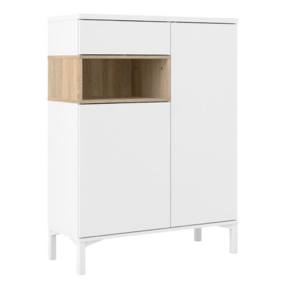 An Image of Greyson 2 Door 1 Drawer Sideboard - White & Oak Effect