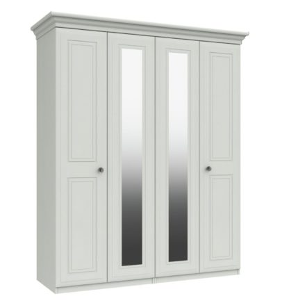 An Image of Rendlesham 4 Door 2 Mirror Wardrobe - White