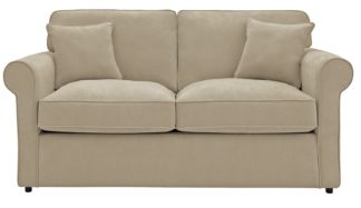 An Image of Habitat William 2 Seater Fabric Sofa Bed - Natural