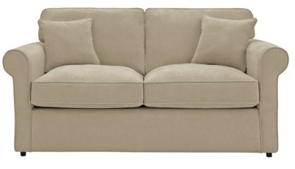 An Image of Habitat William 2 Seater Fabric Sofa Bed - Natural