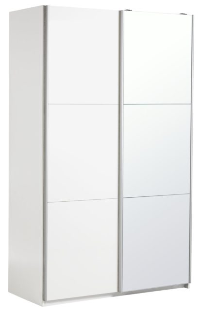 An Image of Habitat Holsted Large Grey Gloss &Mirror Sliding Wardrobe