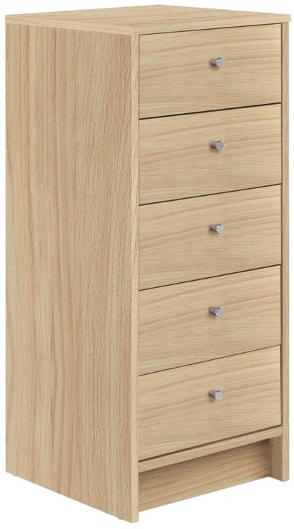 An Image of Habitat Malibu 5 Drawer Tallboy - Grey