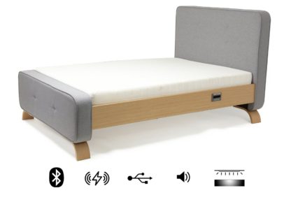 An Image of Koble Sove wireless charging Bluetooth Double Bed Frame-Grey