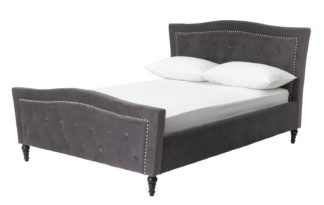 An Image of Argos Home Allura Kingsize Velvet Bed Frame - Charcoal