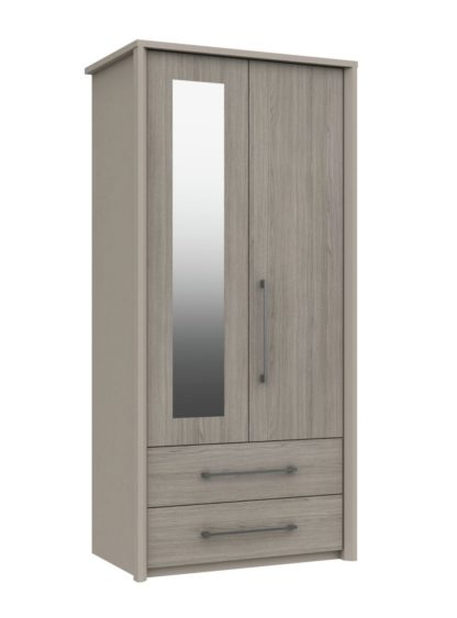 An Image of Lancaster 2 Door 2 Drawer Mirror Wardrobe - Grey