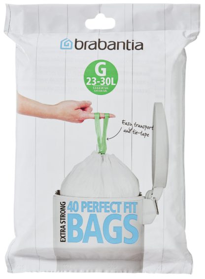An Image of Brabantia 30 Litre Perfect Fit Bin Bags Size G - Pack of 40