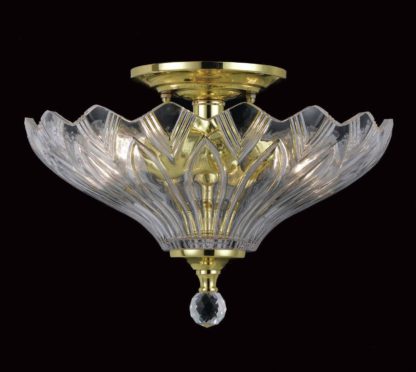 An Image of Dallas Glass 2 Bulb Light Fitting - Polished Brass.