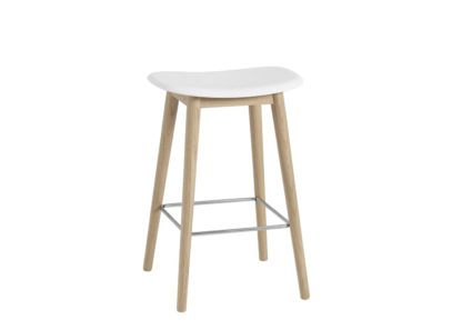 An Image of Muuto Fiber Counter Stool Without Backrest Black Oak Base Black Seat