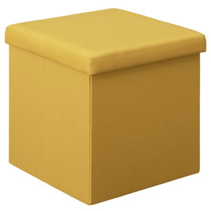 An Image of Argos Home Small Fabric Ottoman - Mustard