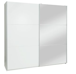 An Image of Habitat Holsted Extra Large White Gloss & Mirror Wardrobe