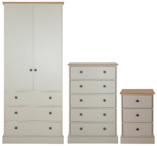 An Image of Argos Home Kensington 3 Piece Wardrobe Set -Grey/ Oak Veneer