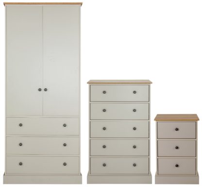 An Image of Argos Home Kensington 3 Piece Wardrobe Set -Grey/ Oak Veneer