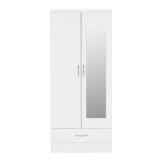 An Image of Nevada White Double Mirrored Wardrobe Cream