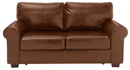 An Image of Habitat Salisbury 2 Seater Leather Sofa Bed - Black