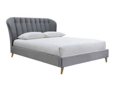 An Image of Birlea Elm Velvet Small Double Bed Frame - Grey