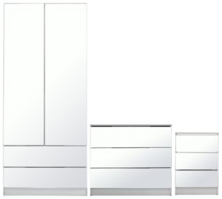 An Image of Argos Home Sandon 3 Piece 2 Door Mirror Wardrobe Set - White