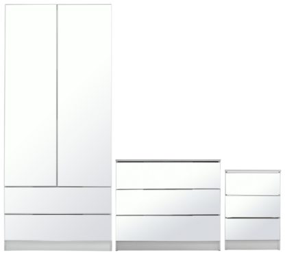 An Image of Argos Home Sandon 3 Piece 2 Door Mirror Wardrobe Set - White