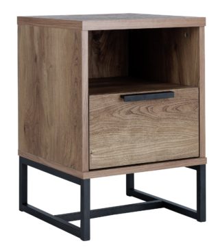 An Image of Habitat Nomad 1 Drawer Bedside Table - Oak Effect