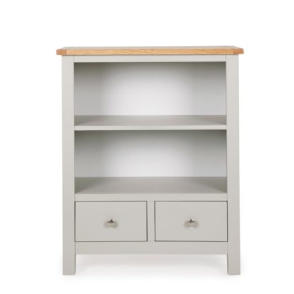 An Image of Bromley Grey Low Bookcase Grey and Brown