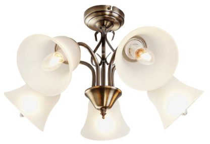 An Image of Argos Home Elisa 5 Light Ceiling Fitting - Antique Brass