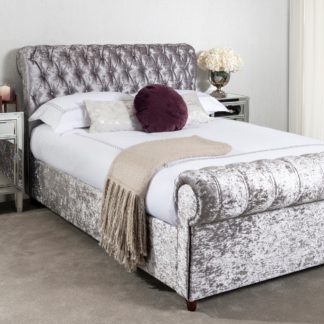 An Image of Fabio Crushed Velvet Silver Bed Frame Silver