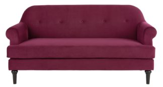 An Image of Habitat Whitney 3 Seater Velvet Sofa - Cranberry