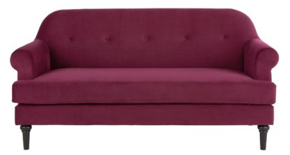An Image of Habitat Whitney 3 Seater Velvet Sofa - Cranberry