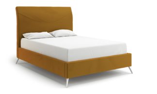 An Image of MiBed Seattle Velvet Knigsize Bed Frame - Mustard