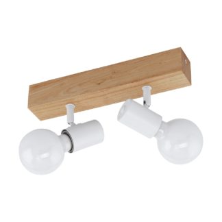 An Image of Eglo Townshend 2 Light Spotlight - White and Oak