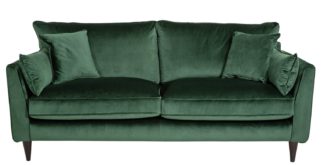An Image of Habitat Hector 3 Seater Velvet Sofa - Green