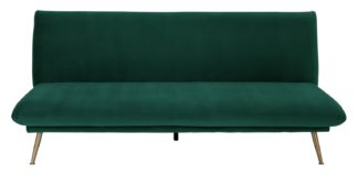 An Image of Habitat Matteo 2 Seater Velvet Sofa Bed - Green