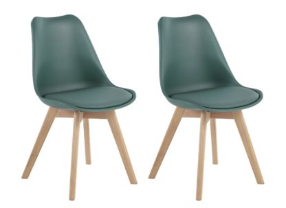 An Image of Habitat Jerry Pair of Fabric Dining Chair - Green