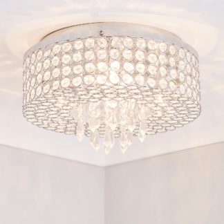 An Image of Lavello 4 Light Jewel Chrome Flush Ceiling Fitting Chrome and Clear