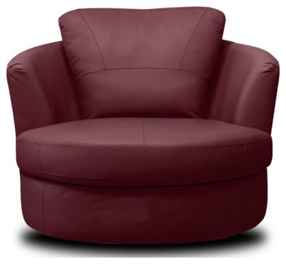 An Image of Argos Home Milano Leather Swivel Chair - Burgundy