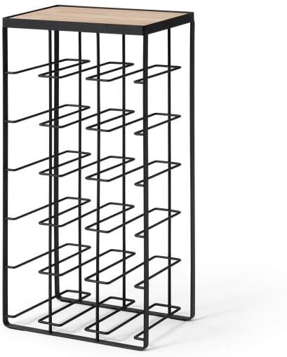 fc8641ff5da47f23586dd2e5e649ec60f698abe50d45012b3ddf6236fed68f86.jpg An Image of Tomas 18 Bottle Wine Rack, Black & Natural