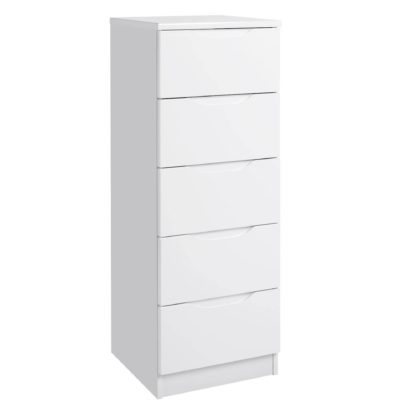 An Image of Legato White Gloss 5 Drawer Tallboy White