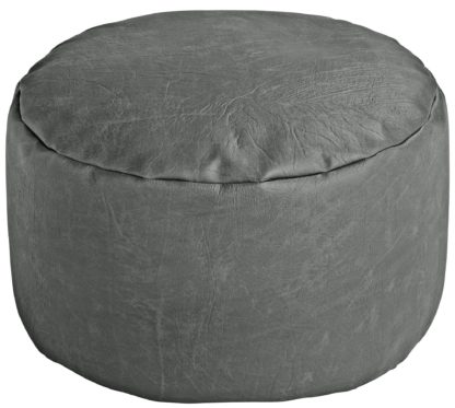 An Image of Habitat Faux Leather Footstool - Black