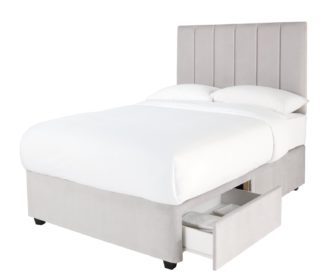 An Image of Forty Winks Velvet 1000 Pocket 2 Drw Divan Bed Silver-Double