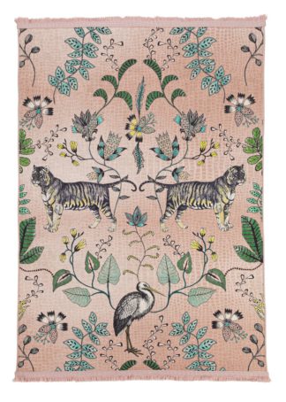 An Image of Argos Home Jungle Animal Rug - 120x170cm - Blush