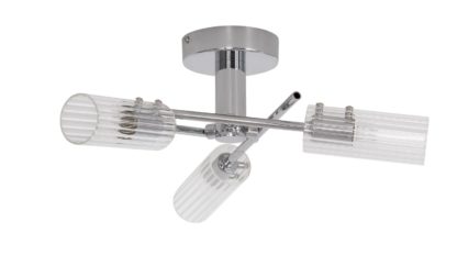 An Image of Argos Home Wallis 3 Light Ceiling Light - Clear and Chrome