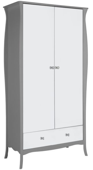 An Image of Argos Home Amelie 2 Door 1 Drawer Mirrored Wardrobe - Grey