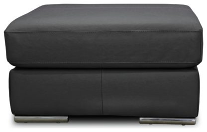 An Image of Argos Home Valenica Leather Footstool - Light Grey