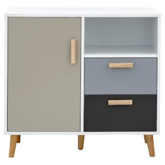 An Image of Delta Compact Sideboard Grey, Blue and Brown